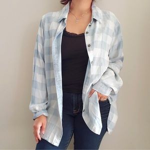 Soft Surroundings checkered plaid button down XS
